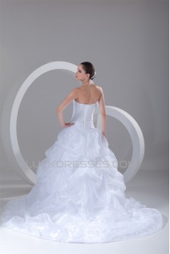 Amazing Satin Organza Sweetheart Sleeveless A-Line Beaded Wedding Dresses 2031112