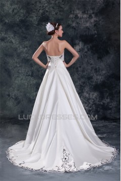 Amazing Sleeveless A-Line Satin Sweetheart Wedding Dresses with Color 2031113