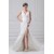 Amazing Sleeveless Sheath/Column Satin Lace V-Neck Wedding Dresses 2031116