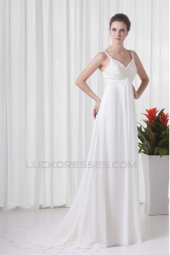 Beautiful Chiffon Lace Sleeveless A-Line Wedding Dresses Maternity Wedding Dresses 2031131