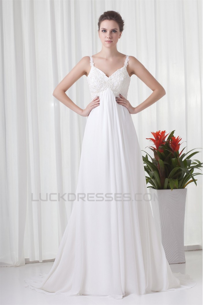 Beautiful Chiffon Lace Sleeveless A-Line Wedding Dresses Maternity Wedding Dresses 2031131