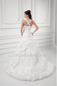 Charming Straps Taffeta Sleeveless A-Line Embellished Wedding Dresses 2031148