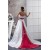 A-Line Strapless Beaded Chapel Train White Red Wedding Dresses 2030115