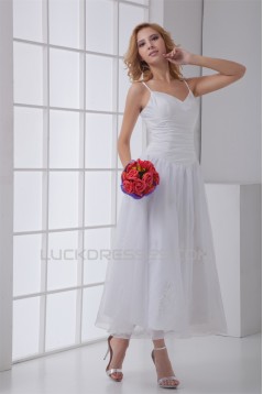 Chiffon Satin Sleeveless A-Line V-Neck Reception Wedding Dresses 2031153