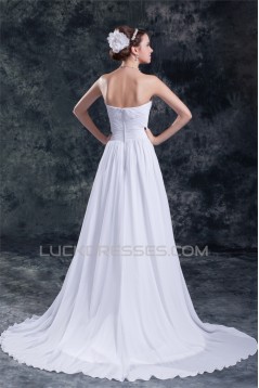 Chiffon Satin Sleeveless Sweetheart A-Line Best Wedding Dresses 2031155