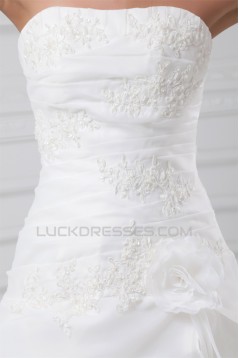Elegant Strapless Satin Organza Sleeveless A-Line Wedding Dresses 2031174