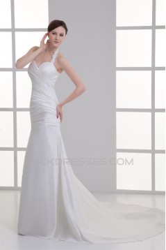 Elegant Taffeta A-Line Sleeveless Halter Wedding Dresses 2031176