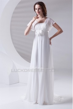 Fantastic Flared Sleeves Strapless A-Line Chiffon Wedding Dresses Maternity Wedding Dresses 2031179