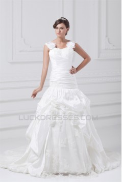 Fantastic Straps Sleeveless A-Line Taffeta Wedding Dresses 2031184