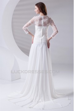 Fantastic Sweetheart A-Line Chiffon Lace 3/4 Length Sleeve Wedding Dresses 2031185