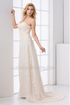 Fashionable Satin Lace Sweetheart A-Line Sleeveless Sweet Wedding Dresses 2031191