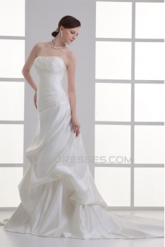 A-Line Strapless Satin Wedding Dresses 2031208