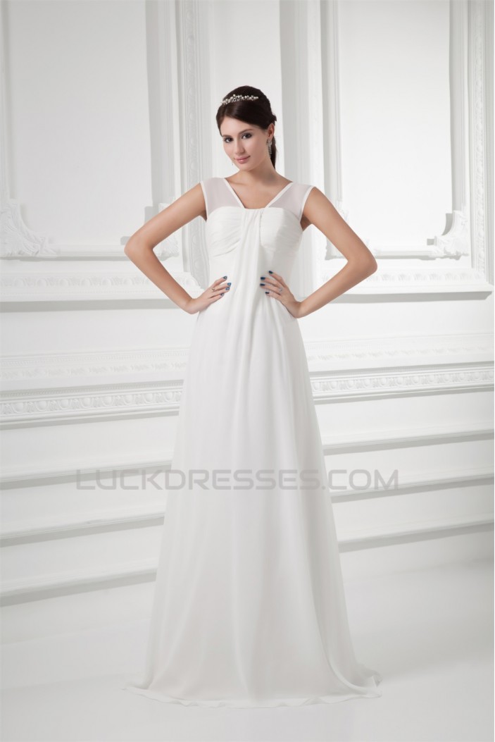 Sleeveless V-Neck Chiffon Elastic Woven Satin Wedding Dresses 2031210