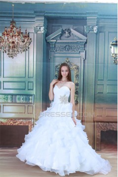 Great Ball Gown Sweetheart Satin Sleeveless Wedding Dresses 2031213