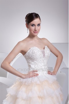 Elegant Satin Organza Fine Netting A-Line Beaded Lace Wedding Dresses 2030122