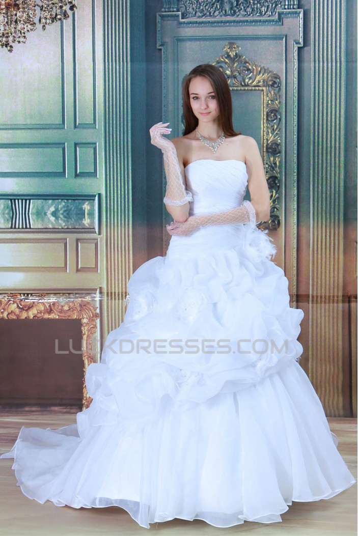 Hot Sale Strapless A-Line Satin Sleeveless New Arrival Wedding Dresses 2031223