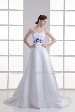 Hot Sale Strapless Sleeveless Satin A-Line Wedding Dresses with Color 2031225