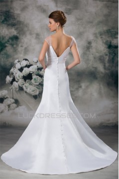 Latest Design Cowl Mermaid/Trumpet Satin Beaded Wedding Dresses 2031229