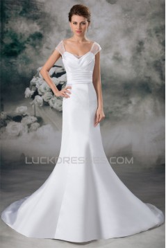 Latest Design Cowl Mermaid/Trumpet Satin Beaded Wedding Dresses 2031229