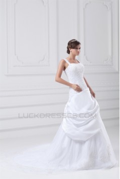 New Arrival A-Line Straps Sleeveless Satin Organza Wedding Dresses 2031243