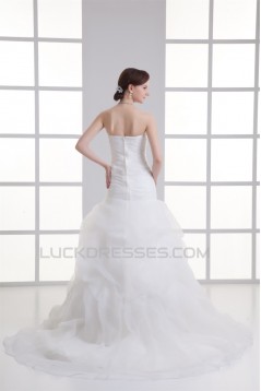 New Arrival Sleeveless Satin Organza A-Line Strapless Wedding Dresses 2031250