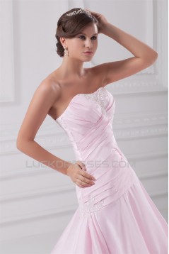New Arrival Sweetheart Satin A-Line Sleeveless Wedding Dresses 2031254
