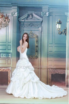New design Strapless A-Line Satin Sleeveless Sweet Wedding Dresses 2031257