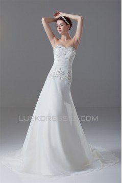 New Style Sleeveless A-Line Satin Organza Sweetheart Wedding Dresses 2031259
