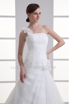 Organza Taffeta One-Shoulder Sleeveless New Arrival Wedding Dresses 2031264