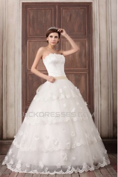 Princess Sleeveless Satin Fine Netting Strapless Wedding Dresses 2031265