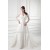 Satin Lace Fine Netting 3/4 Length Sleeve V-Neck New Arrival Wedding Dresses 2031269