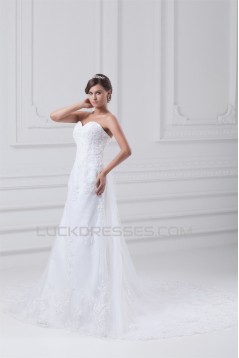Satin Net Sweetheart Sleeveless A-Line Most Beautiful Wedding Dresses 2031284