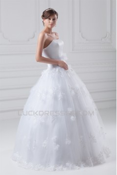 Satin Organza Ball Gown Sleeveless Strapless Embellished Wedding Dresses 2031288