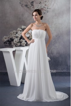 Elegant Strapless Sleeveless A-Line Chiffon Wedding Dresses 2030129