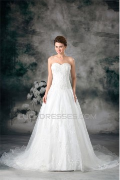 Satin Organza Sleeveless Sweetheart A-Line New Arrival Wedding Dresses 2031297