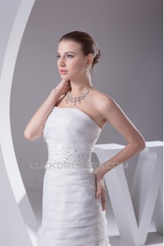 Elegant Strapless Sleeveless Satin Satin Organza Wedding Dresses 2030130