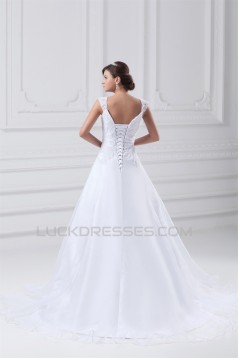 Satin Organza Straps A-Line Sleeveless Embellished Wedding Dresses 2031300
