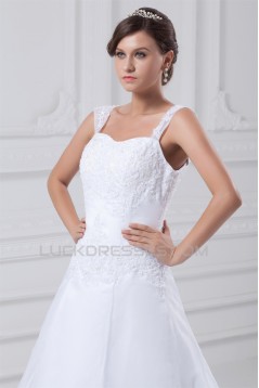 Satin Organza Straps A-Line Sleeveless Embellished Wedding Dresses 2031300
