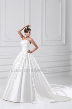 Satin Sleeveless Strapless Ball Gown New Arrival Wedding Dresses 2031302