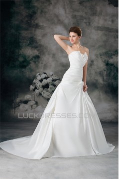 Satin Sweetheart Sleeveless A-Line New Arrival Wedding Dresses 2031304