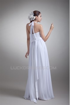 Sheath/Column Halter Sleeveless Chiffon Lace Wedding Dresses Maternity Bridal Gowns 2031308