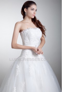 Sleeveless Ball Gown Satin Net Strapless New Arrival Wedding Dresses 2031317