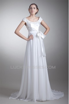 Sleeveless Chiffon Taffeta Lace A-Line Off-the-Shoulder Wedding Dresses 2031323
