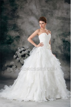 Sleeveless Princess Sweetheart Satin Organza Wedding Dresses 2031328