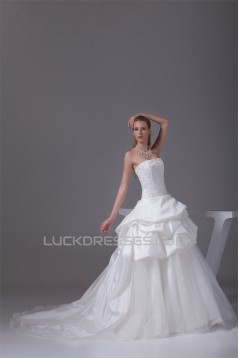 Ball Gown Sleeveless Satin Taffeta Strapless Wedding Dresses 2030133