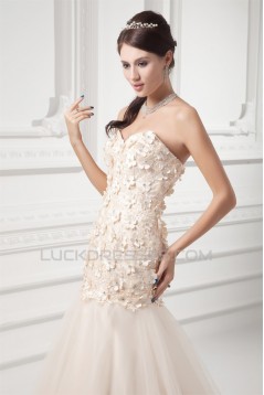 A-Line Satin Fine Netting Sweetheart Lace Wedding Dresses 2031331