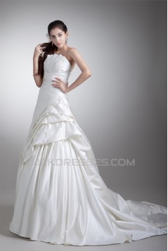 Sleeveless Satin Strapless A-Line Beautiful Wedding Dresses 2031336