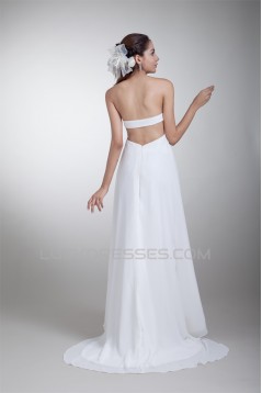 Sleeveless Sheath/Column Strapless Chiffon Wedding Dresses 2031341