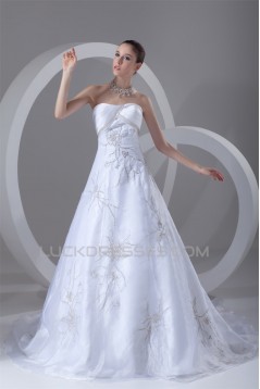 Sleeveless Soft Sweetheart A-Line Satin Organza Beaded Wedding Dresses 2031343
