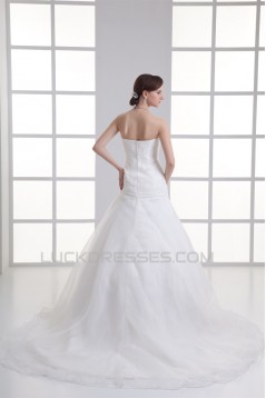Sleeveless Soft Sweetheart Ball Gown Satin Organza Wedding Dresses 2031345